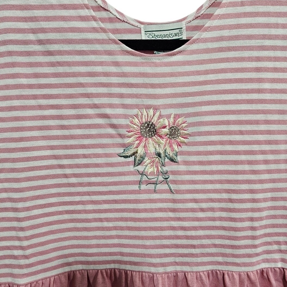 Shenanigans Large Gathered Floral Accented Vintage Modest Long Dress Pink Large - Picture 2 of 6